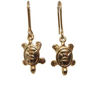 14k Yellow Gold Turtle Earrings